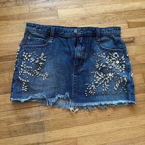 NWT Bejeweled Free People Mini / Micro Denim Skirt - size 0